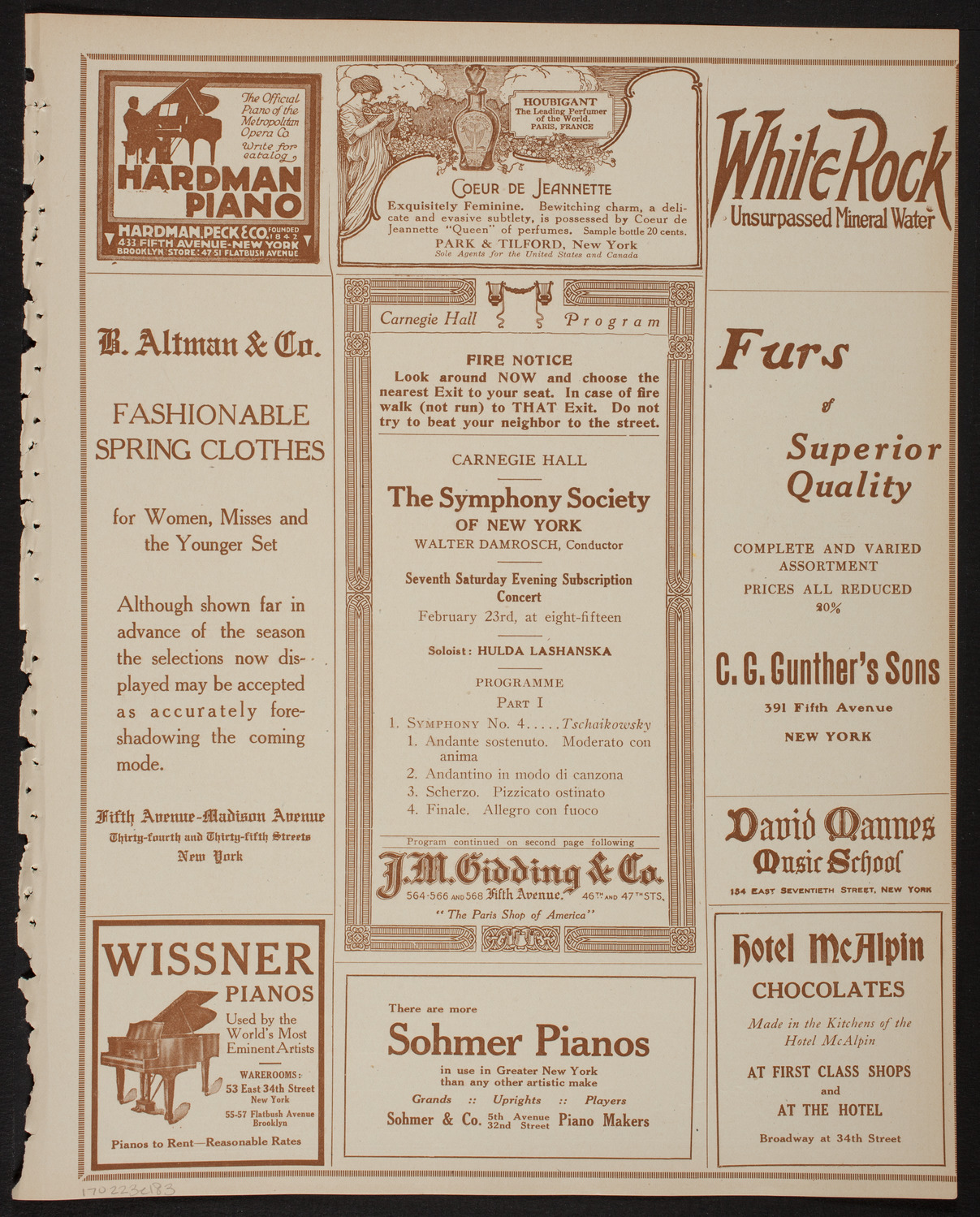 New York Symphony Orchestra, February 23, 1918, program page 5