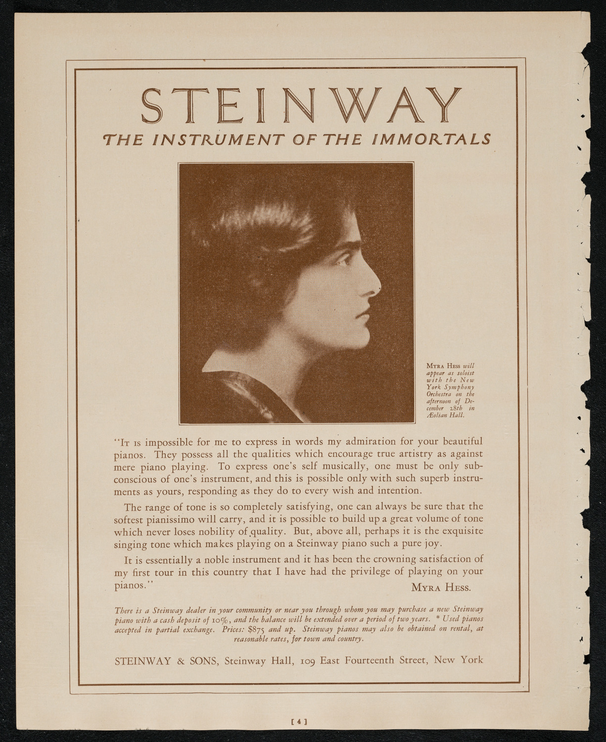 New York Symphony Orchestra, December 18, 1924, program page 4