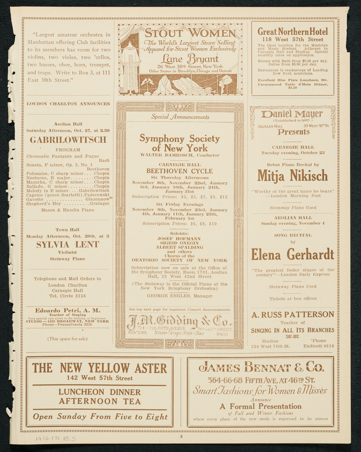 Alexander Borovsky, Piano, October 17, 1923, program page 9