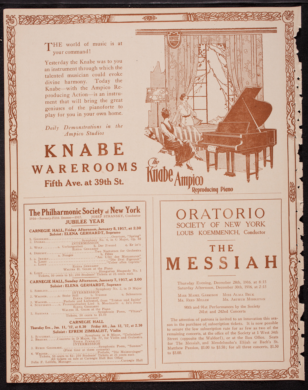 New York Philharmonic, December 17, 1916, program page 12