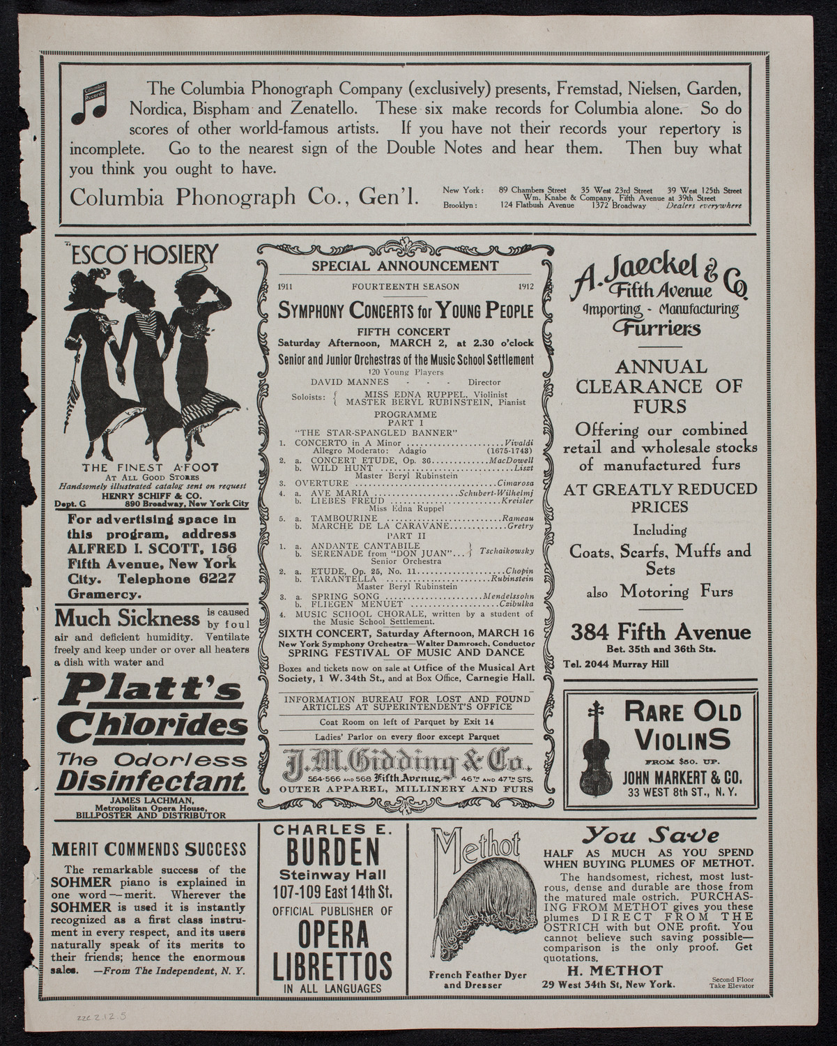 Boston Symphony Orchestra, February 22, 1912, program page 9