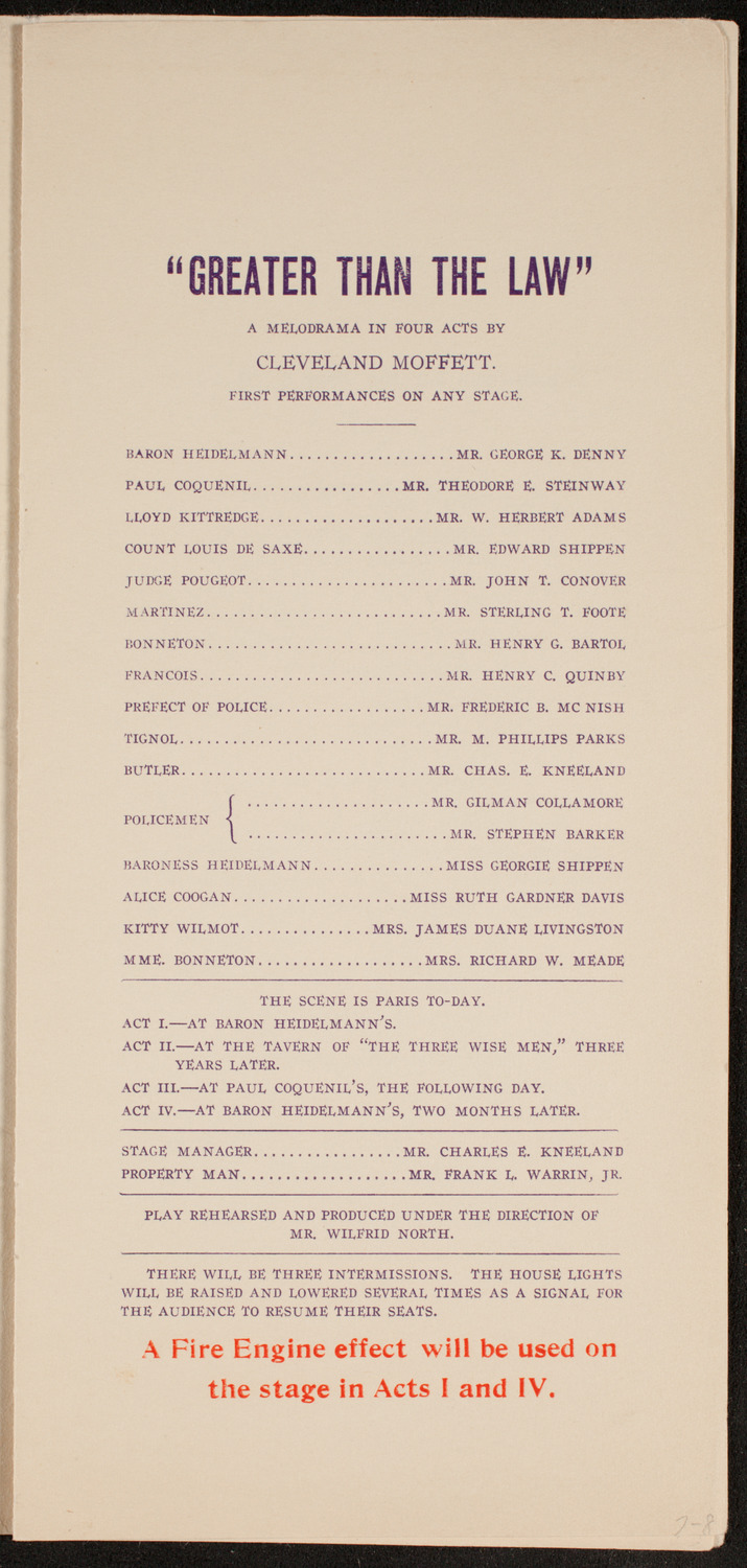 Amateur Comedy Club, February 14, 1912, program page 3