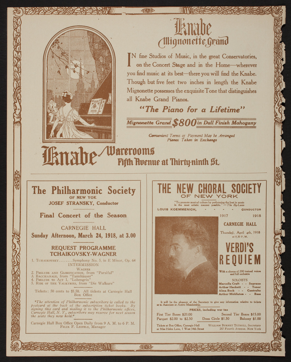 New York Philharmonic, March 22, 1918, program page 12