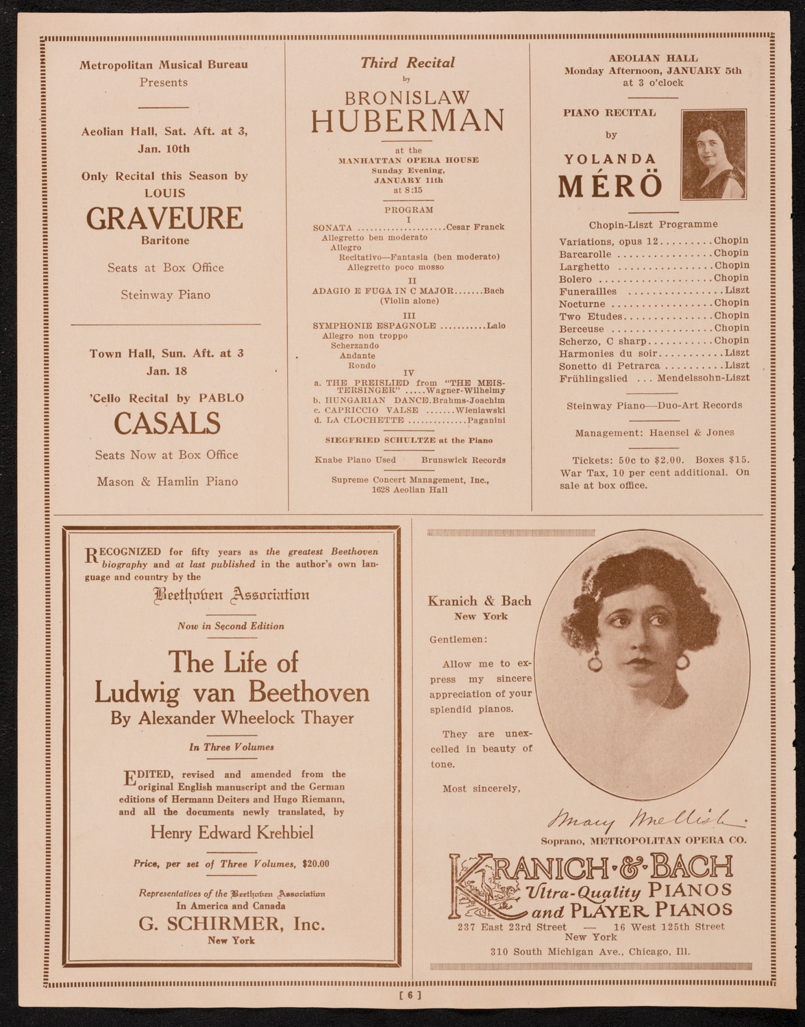 Boston Symphony Orchestra, January 3, 1925, program page 6