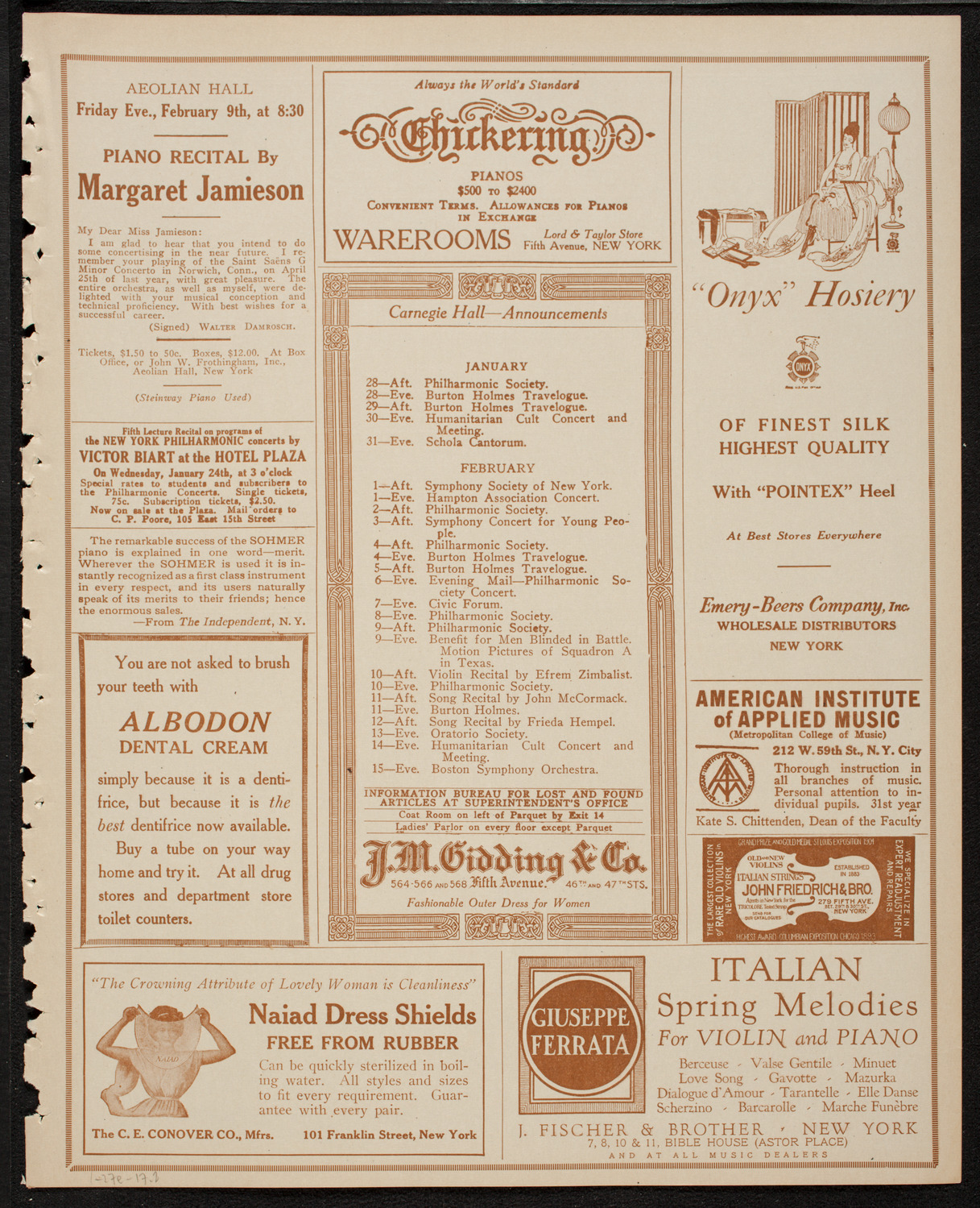 New York Symphony Orchestra, January 27, 1917, program page 3