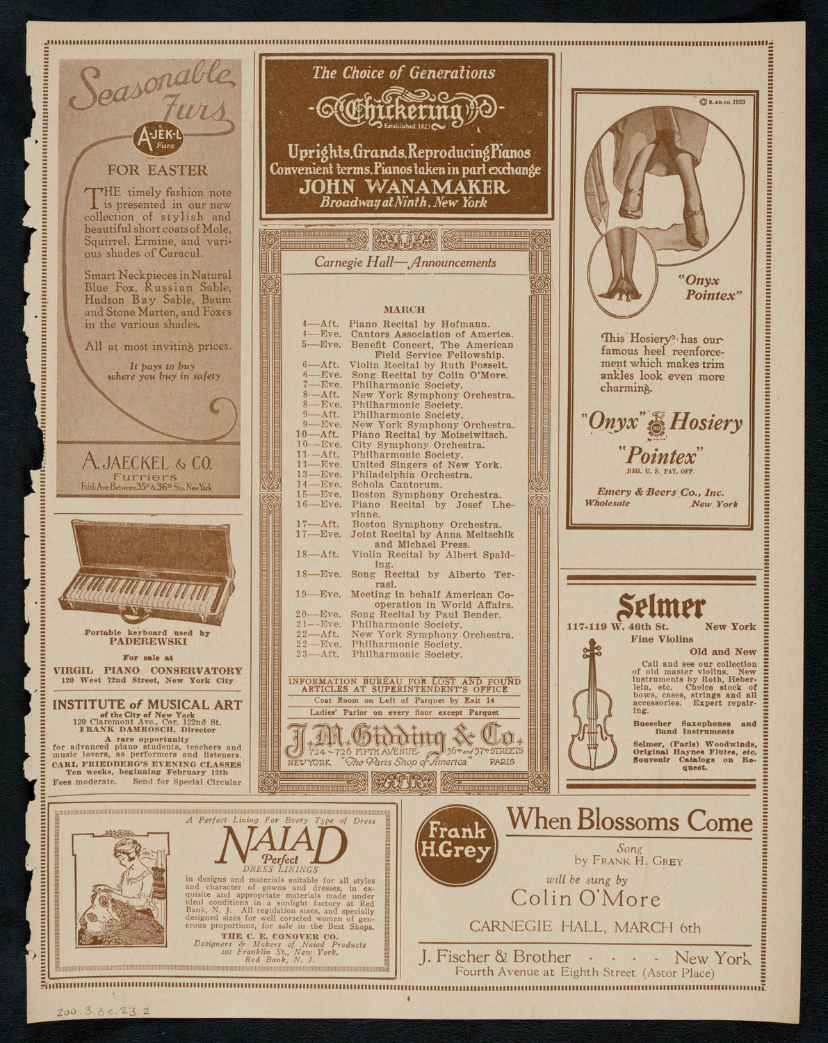 Intercollegiate Glee Club Contest, March 3, 1923, program page 3