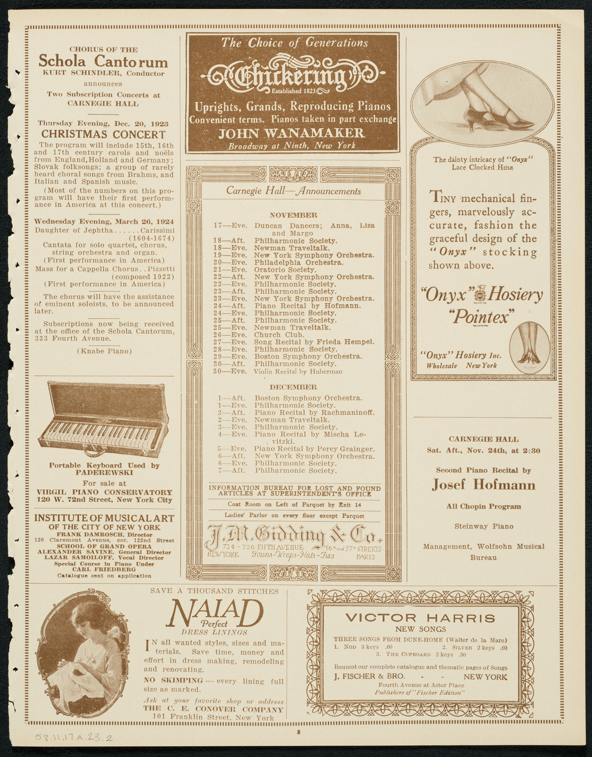 Sigrid Onégin, Contralto, November 17, 1923, program page 3