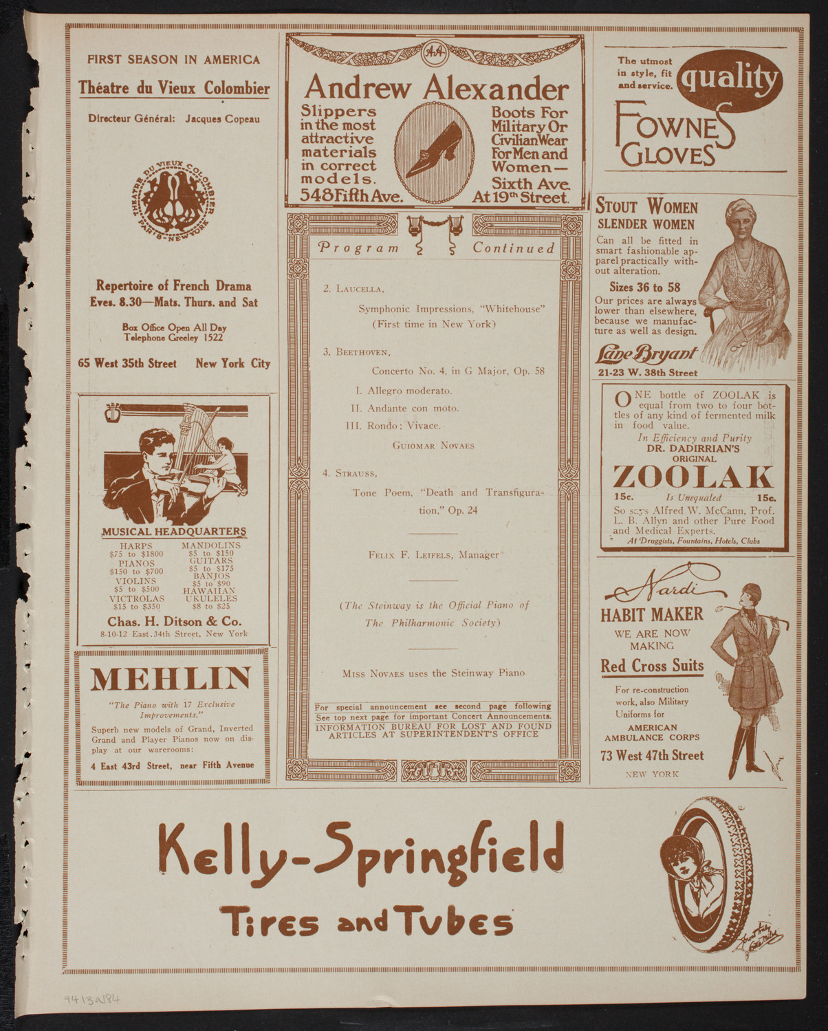 New York Philharmonic, January 3, 1918, program page 7