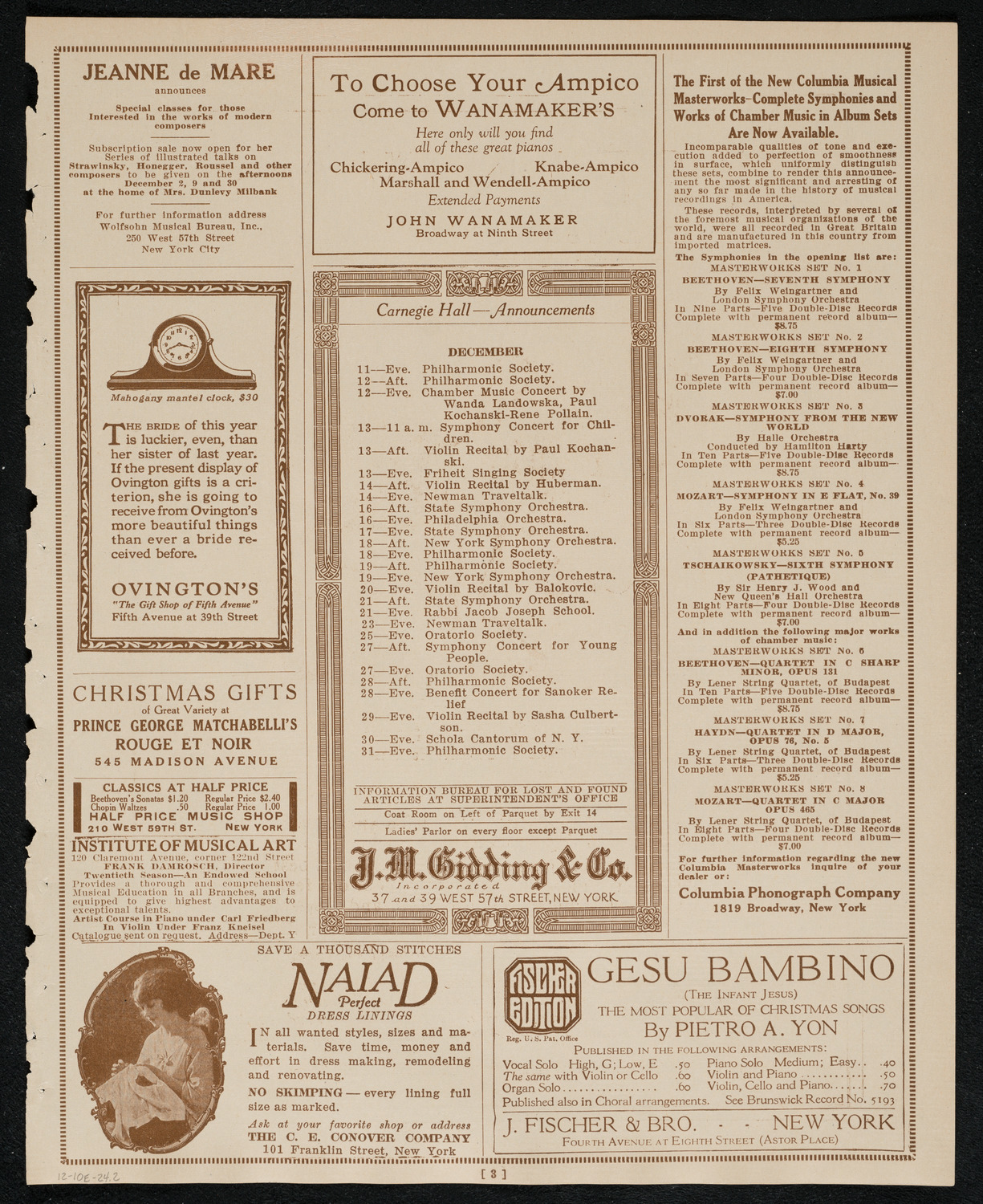 State Symphony Orchestra of New York, December 10, 1924, program page 3