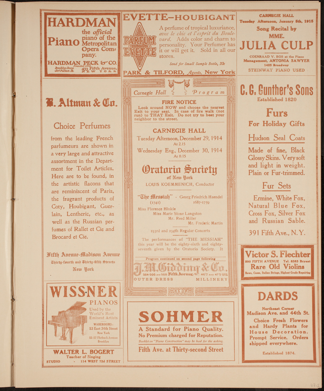 Oratorio Society of New York, December 30, 1914, program page 5