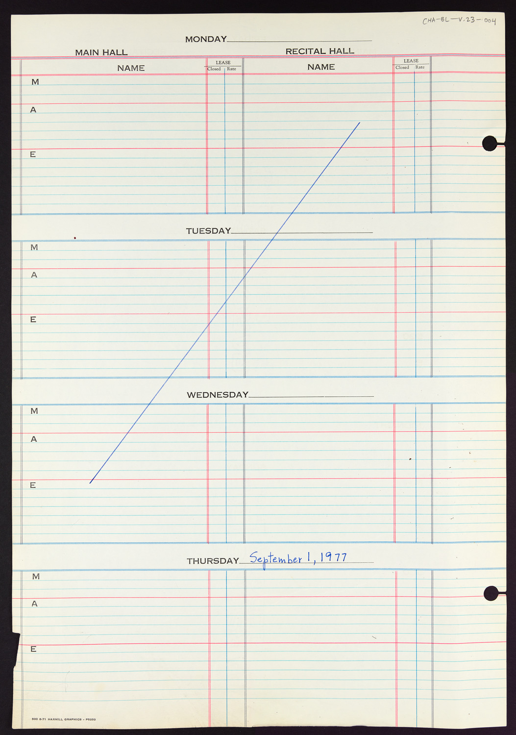 Carnegie Hall Booking Ledger, volume 23, page 4