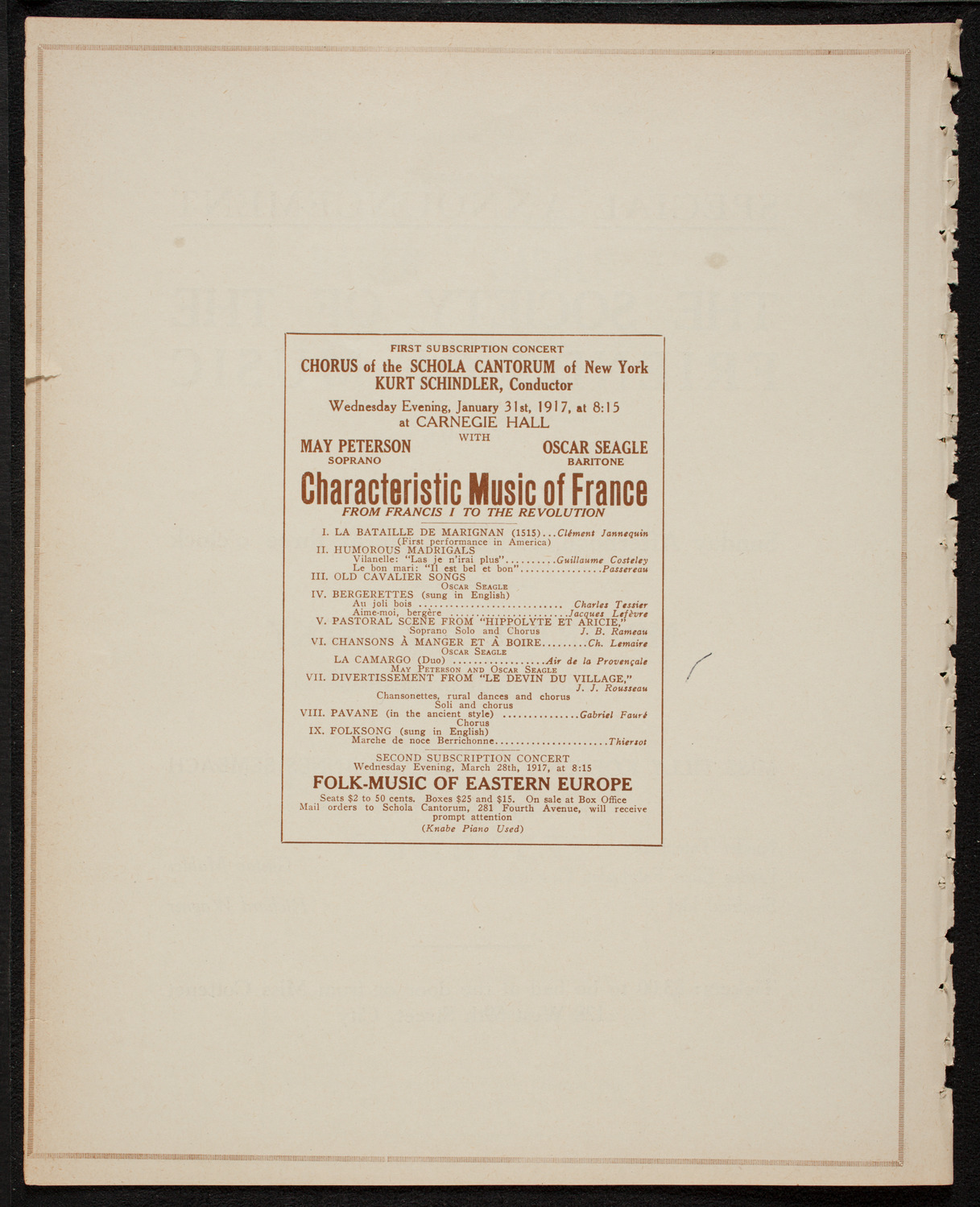 Philadelphia Orchestra, January 11, 1917, program page 14