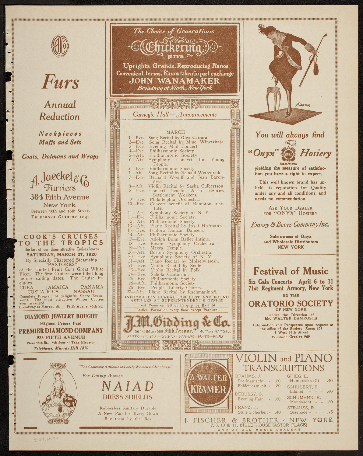 Maximilian Rose, Violin, February 29, 1920, program page 3