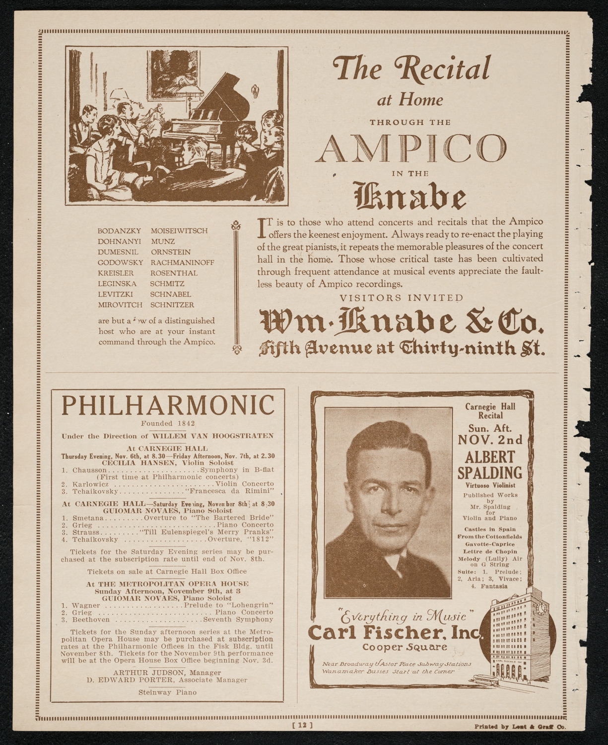 New York Philharmonic, October 30, 1924, program page 12