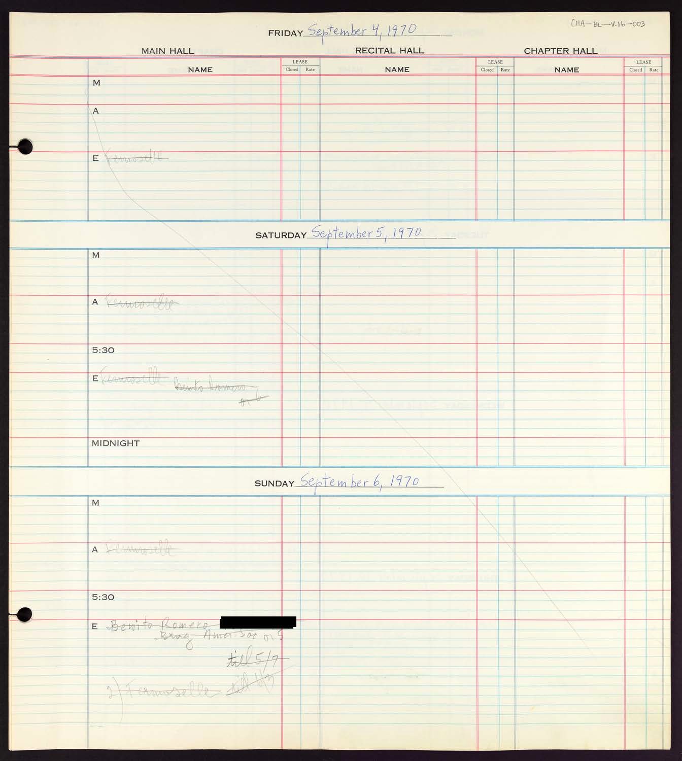 Carnegie Hall Booking Ledger, volume 16, page 3