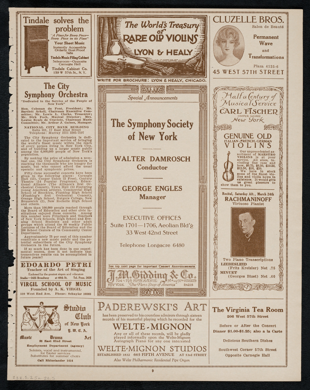 New York Philharmonic, March 25, 1923, program page 9