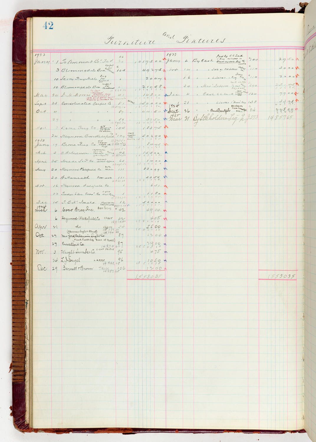 Music Hall Accounting Ledger Journal, volume 6, page 42