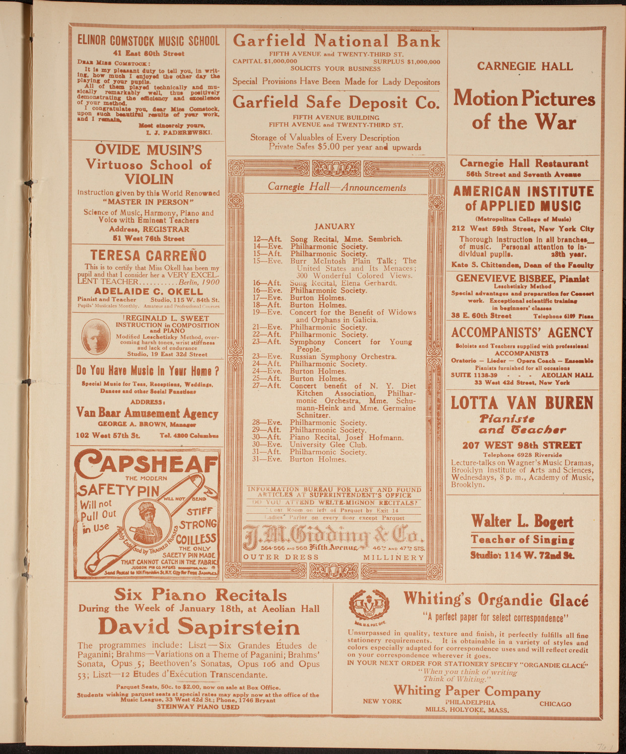 Concert of Scandanavian Music, January 10, 1915, program page 3