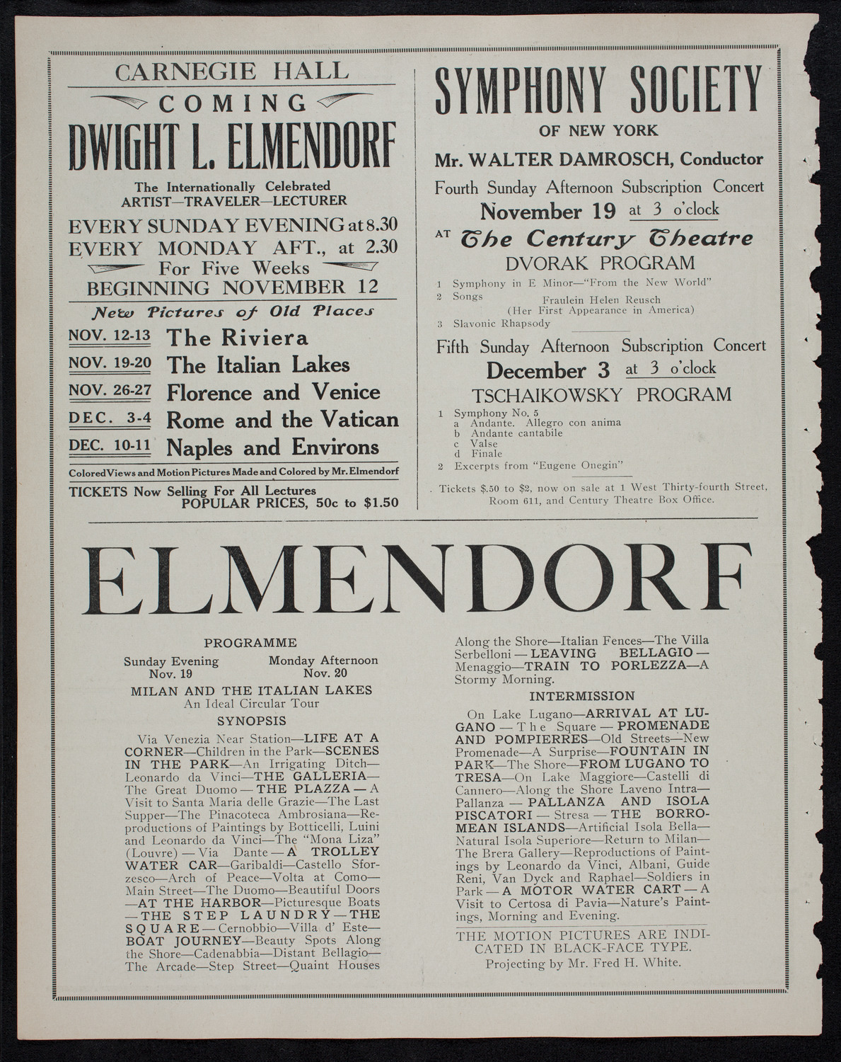 Elmendorf Lecture: The Riviera, November 13, 1911, program page 10