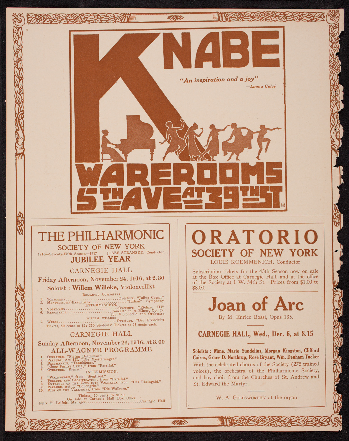 New York Symphony Orchestra, November 23, 1916, program page 12