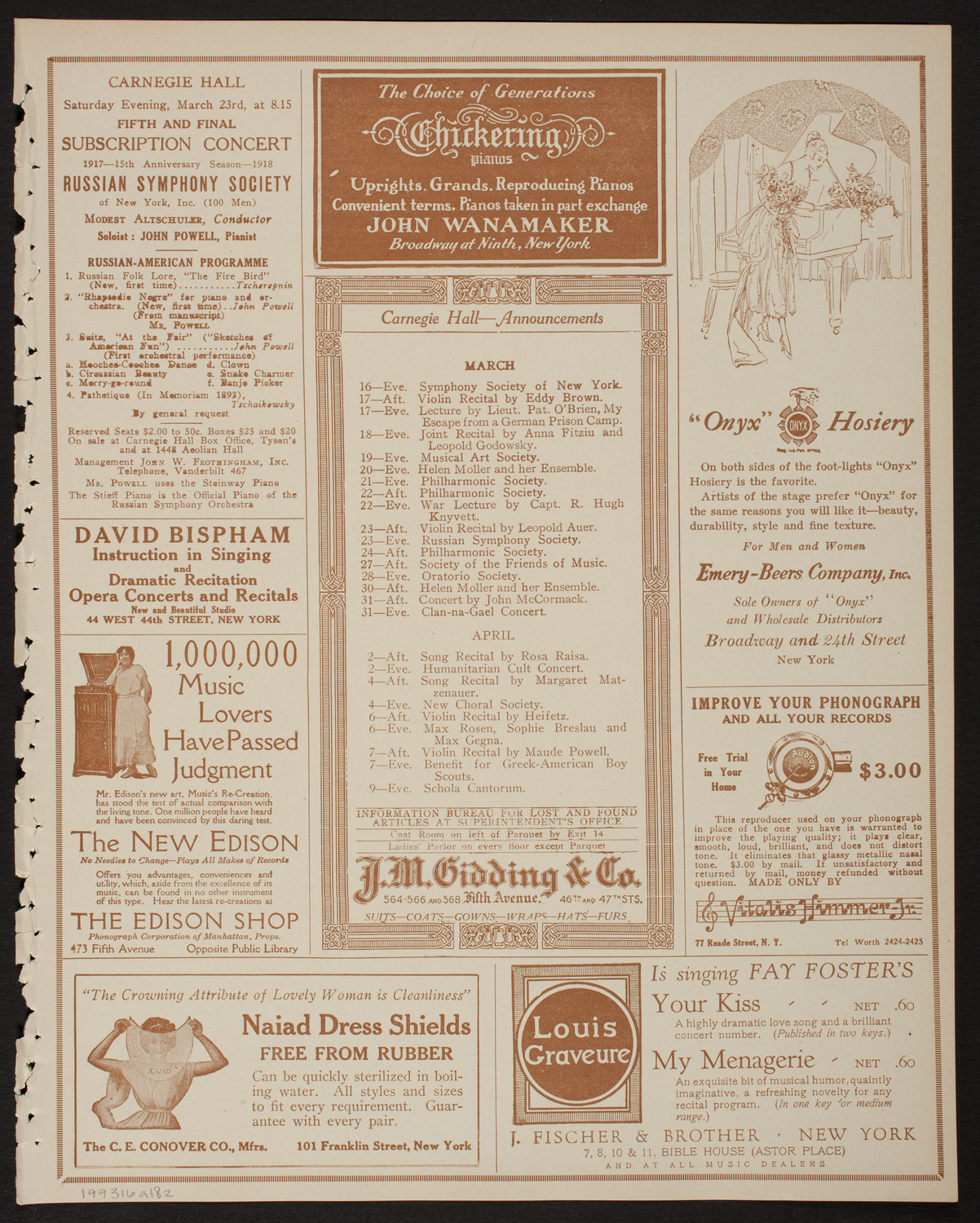 Boston Symphony Orchestra, March 16, 1918, program page 3