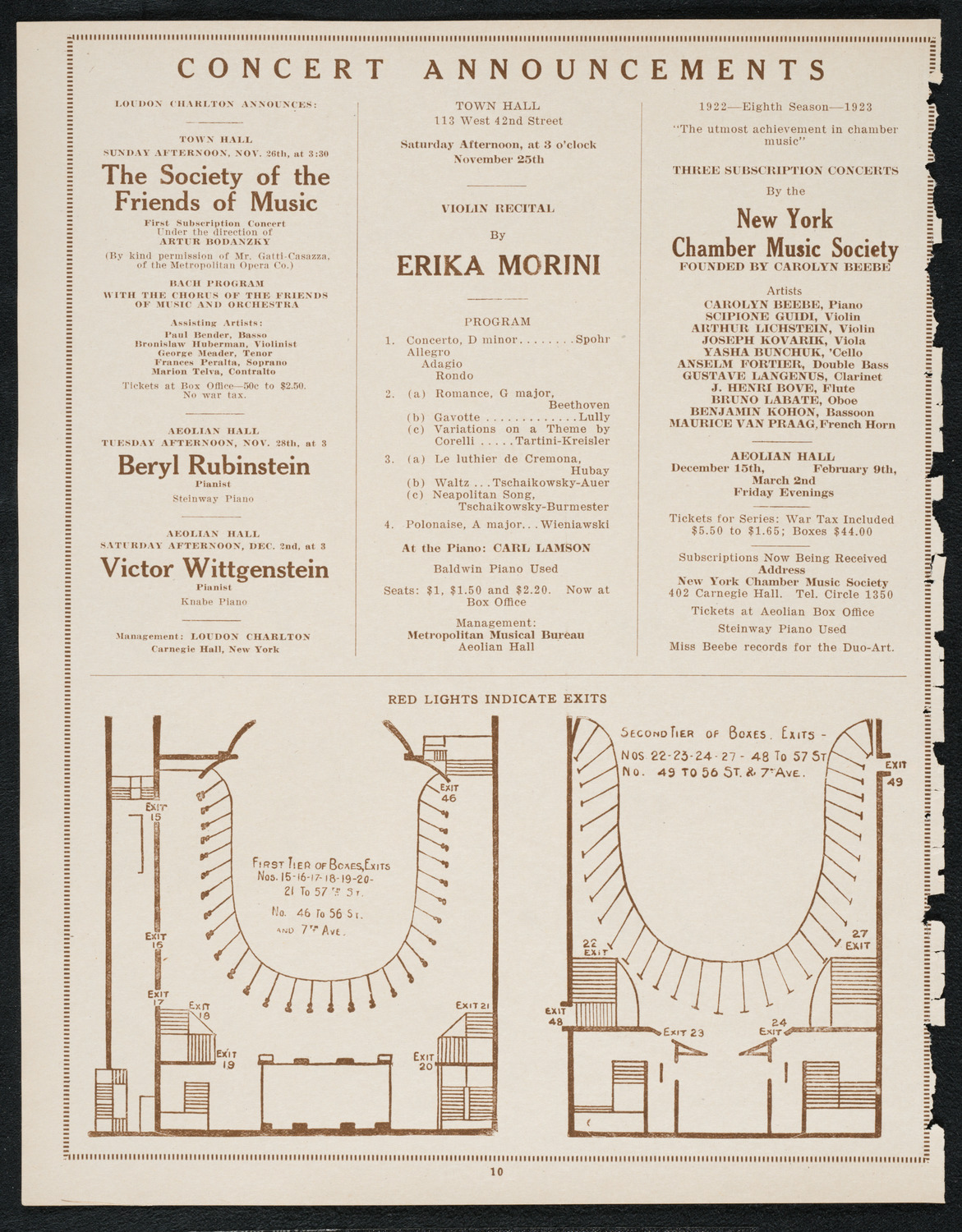 Philadelphia Orchestra, November 21, 1922, program page 10