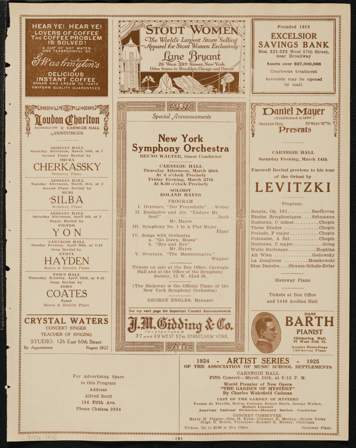 Boston Symphony Orchestra, March 12, 1925, program page 9