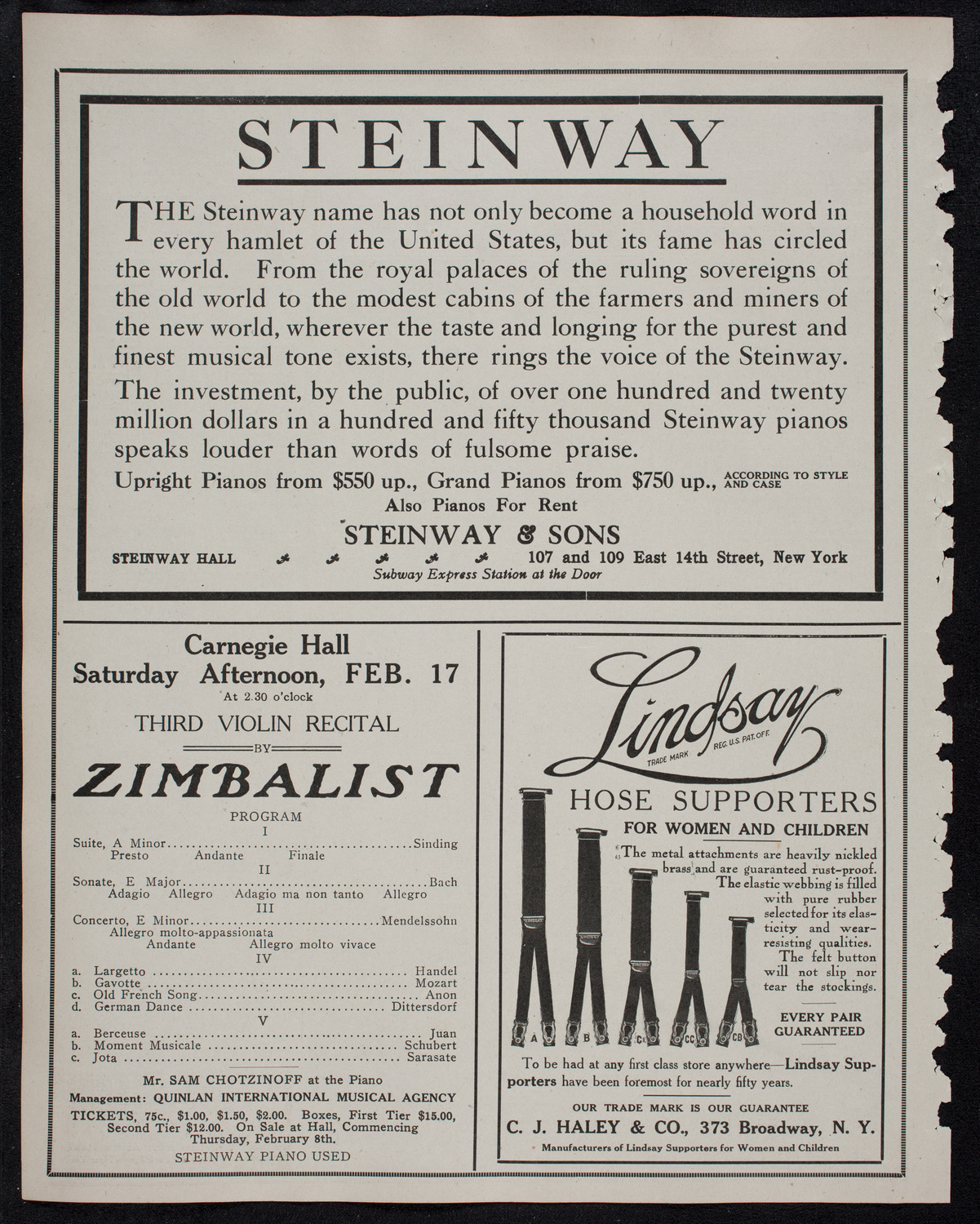 New York Philharmonic, February 16, 1912, program page 4