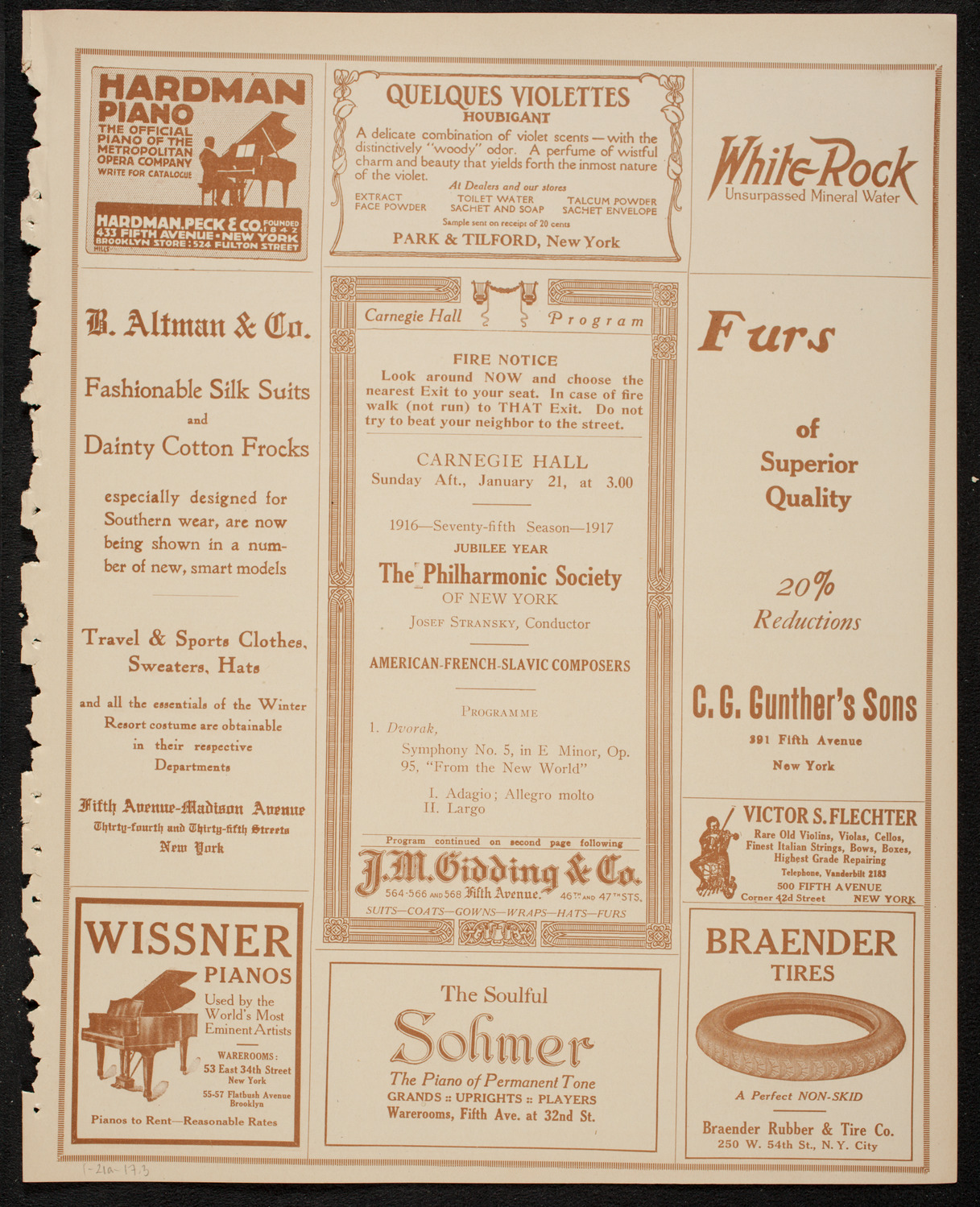 New York Philharmonic, January 21, 1917, program page 5