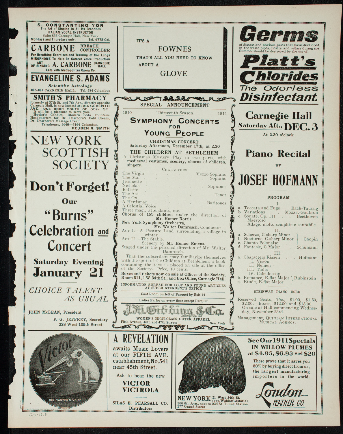 Russian Symphony Society of New York, December 1, 1910, program page 9