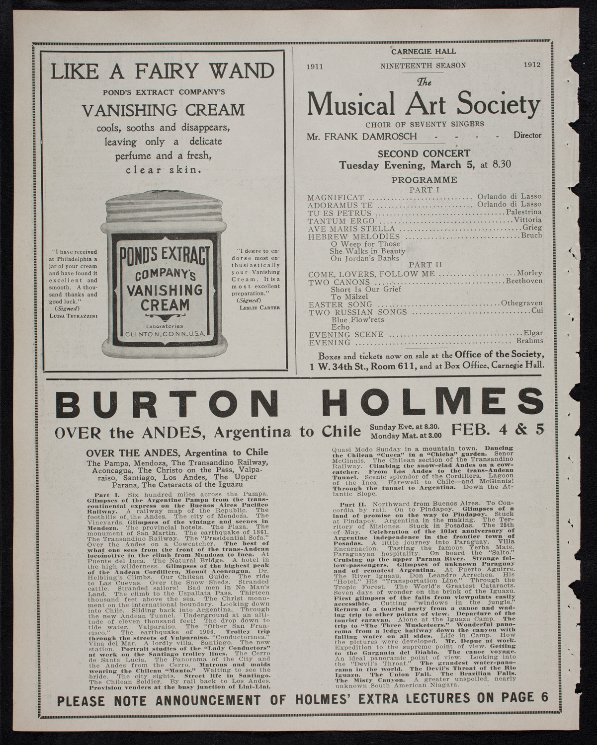 Burton Holmes Travelogue: Buenos Aires, January 28, 1912, program page 8