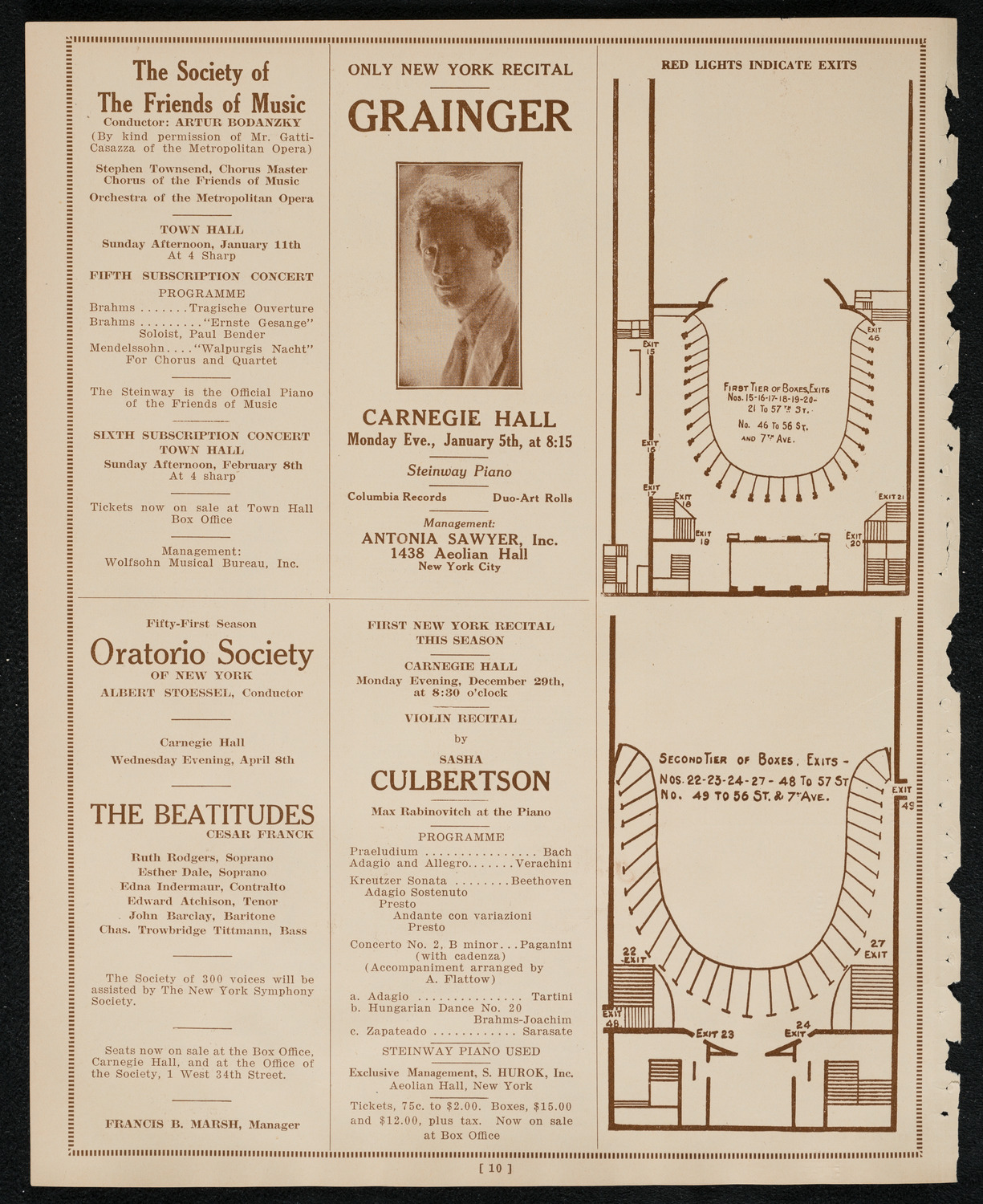 New York Philharmonic, December 28, 1924, program page 10