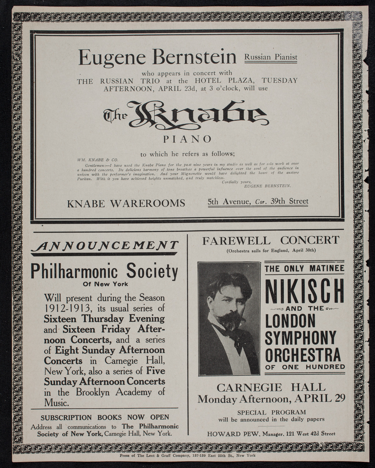 Vladimir de Pachmann, Piano, April 13, 1912, program page 12