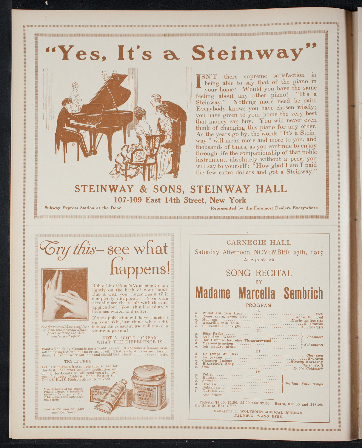 Frances Alda, Soprano, November 9, 1915, program page 4