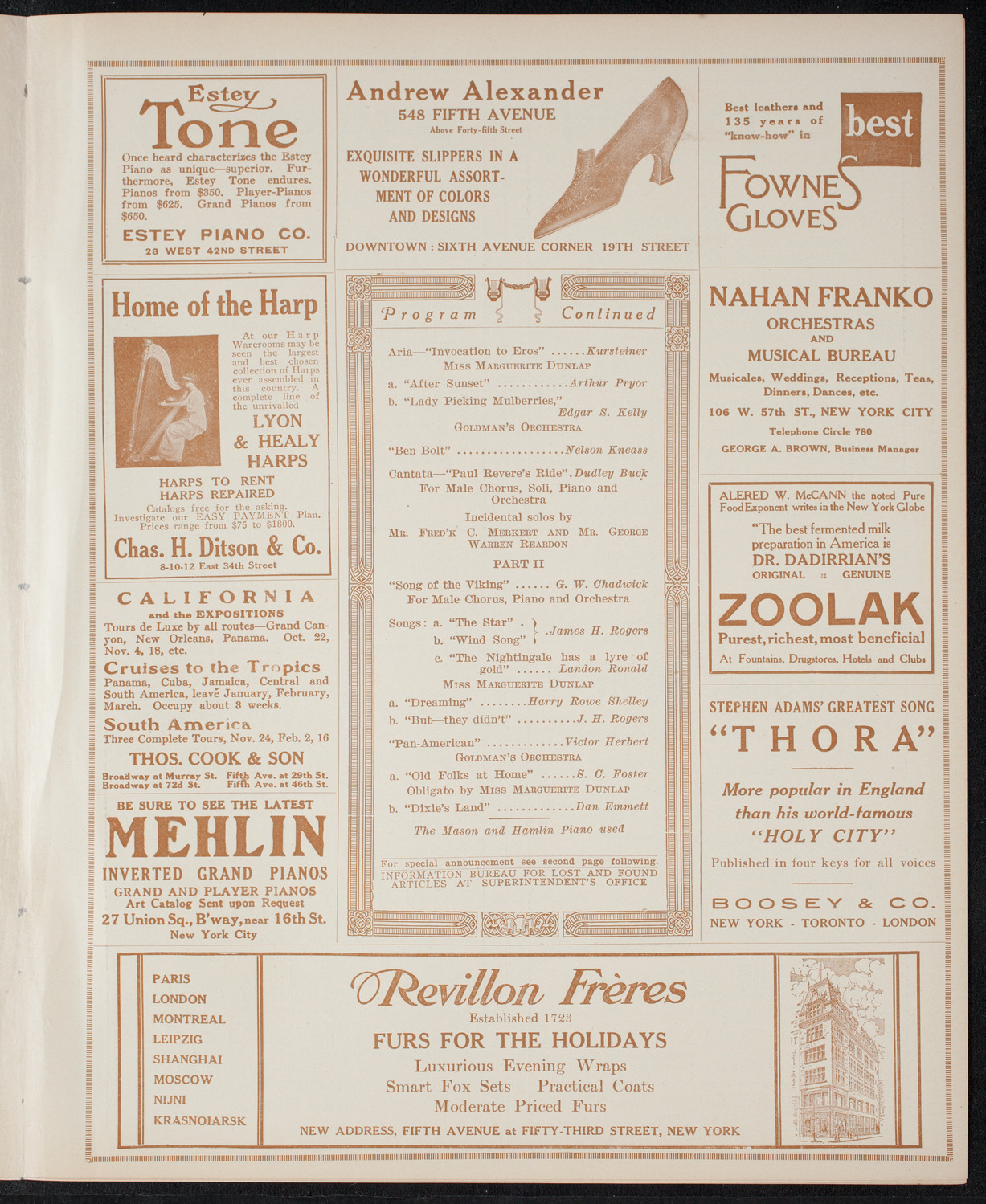 New York Banks' Glee Club, December 18, 1915, program page 7
