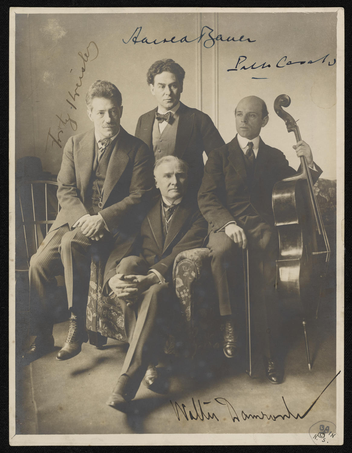 Harold Bauer, Pablo Casals, Walter Damrosch, and Fritz Kreisler, ca. March 1917