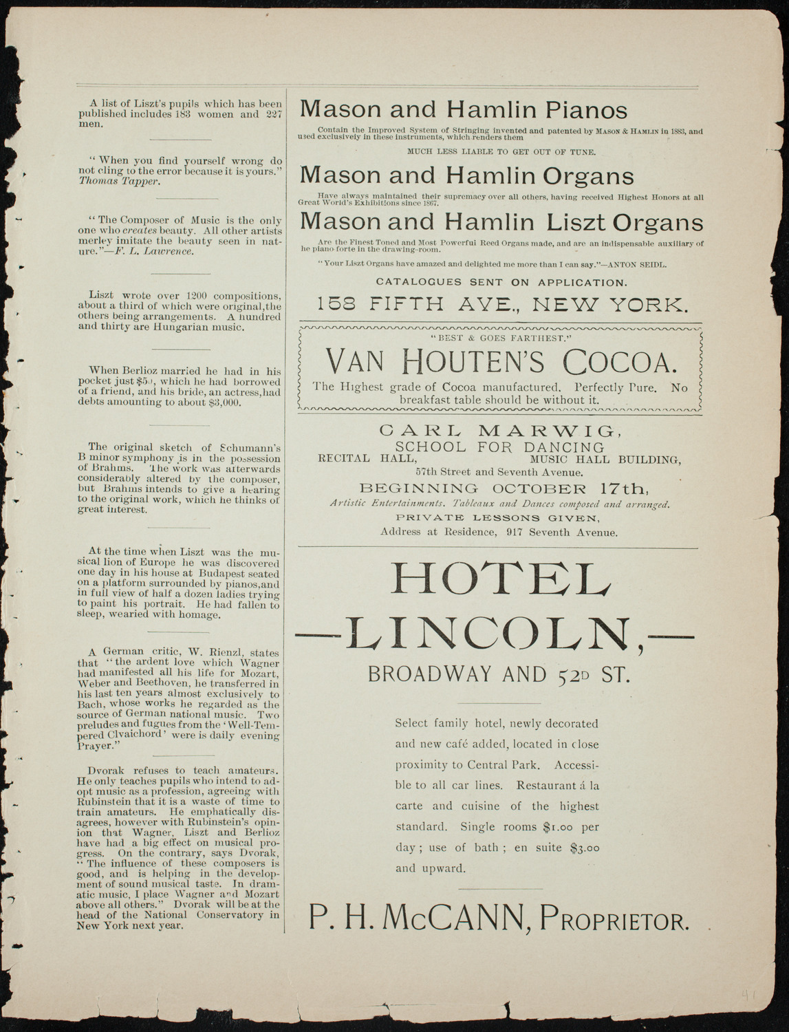 Lena Little, Contralto, November 11, 1891, program page 5