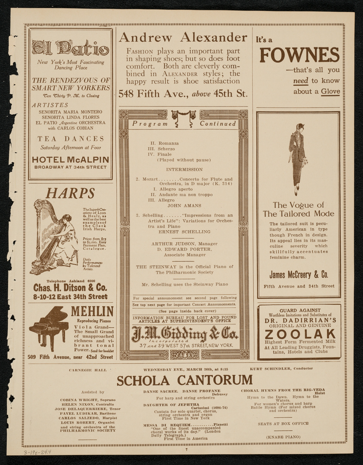 New York Philharmonic Students' Concert, March 19, 1924, program page 7
