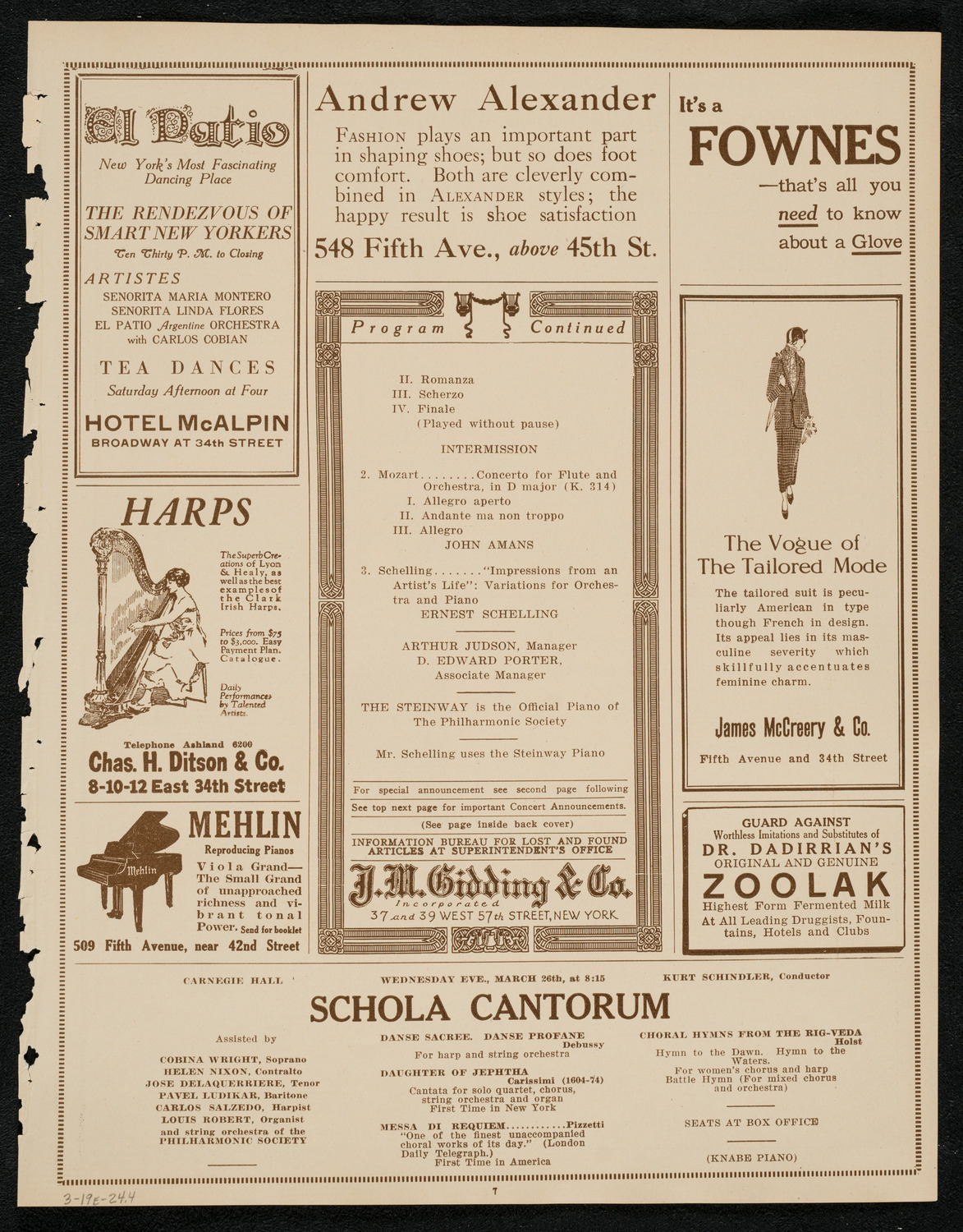 New York Philharmonic Students' Concert, March 19, 1924, program page 7