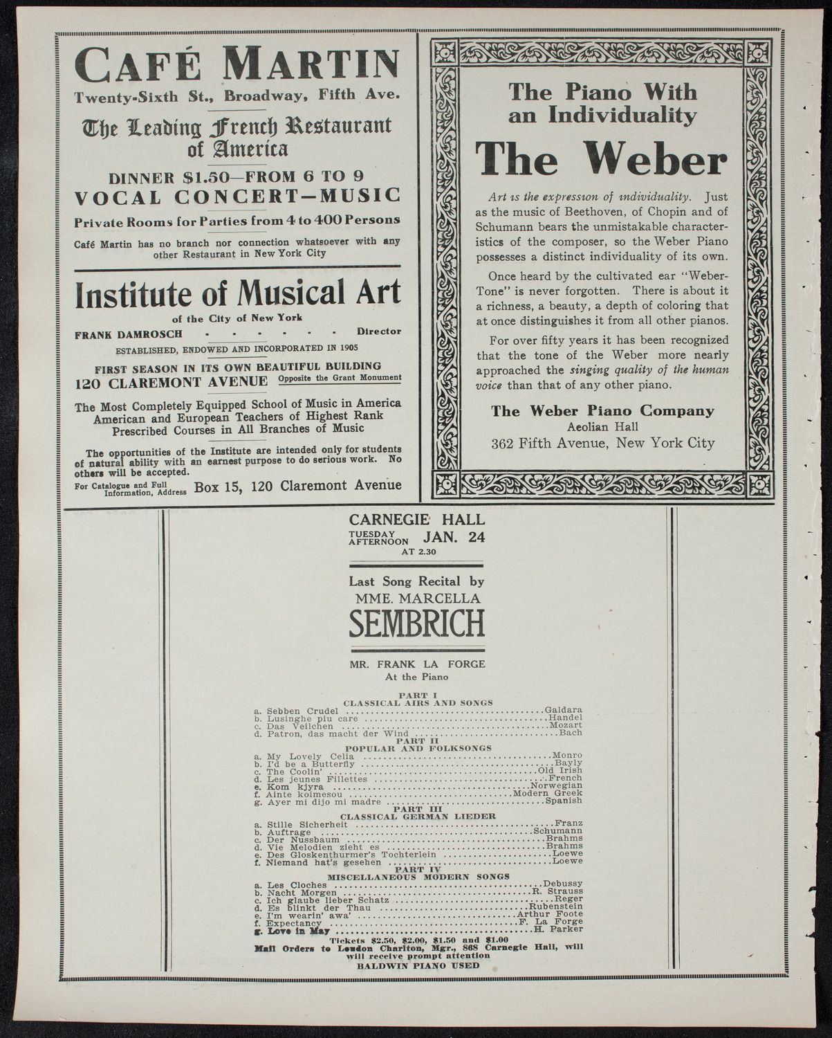 New York Philharmonic, January 20, 1911, program page 6