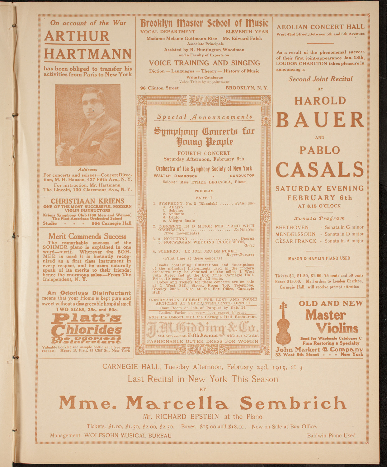 Josef Hofmann, Piano, January 30, 1915, program page 9