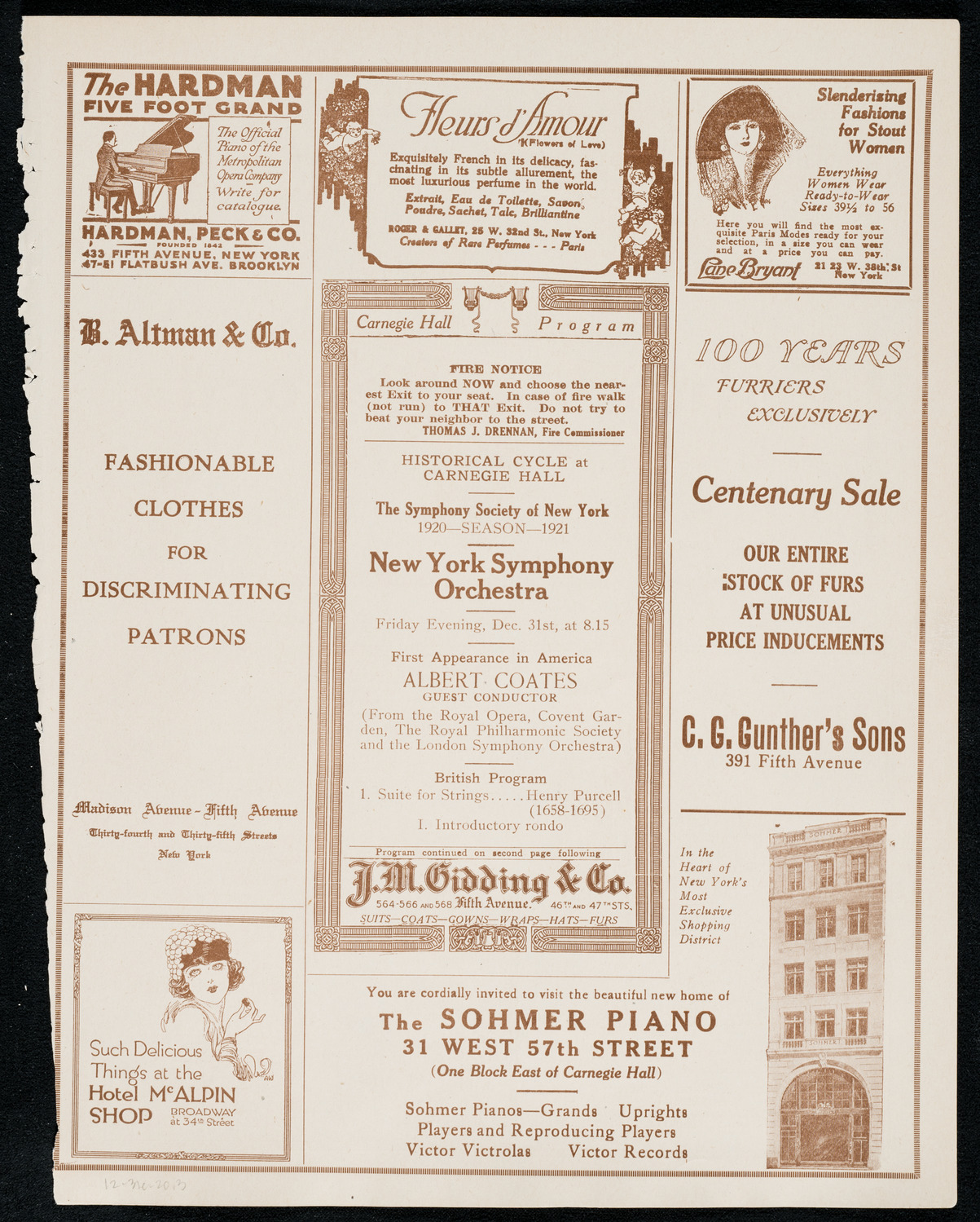 New York Symphony Orchestra, December 31, 1920, program page 5