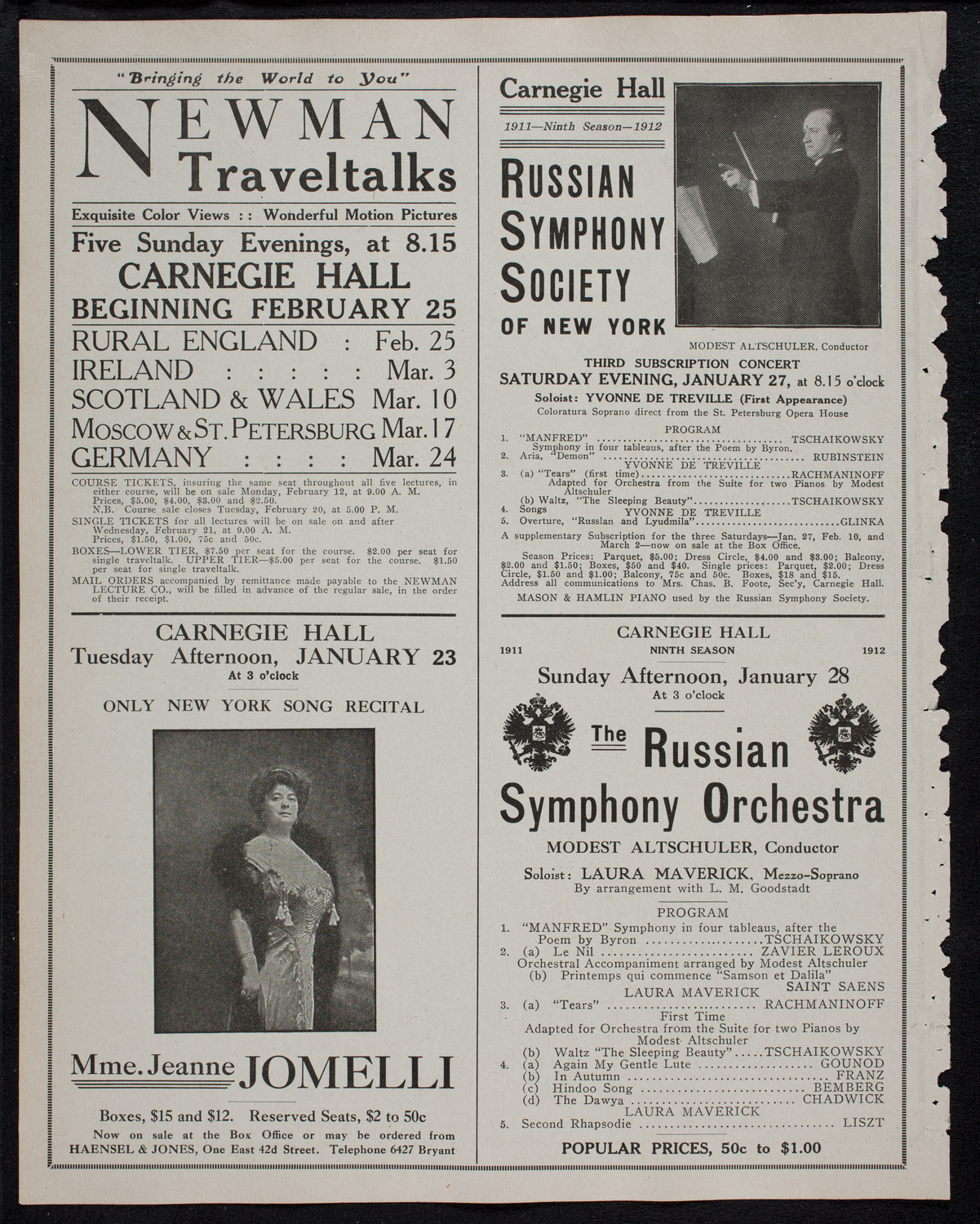 New York Philharmonic, January 21, 1912, program page 10