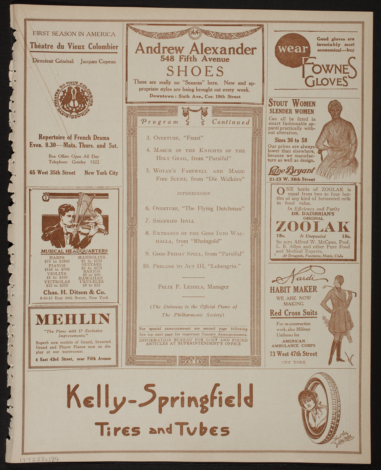 New York Philharmonic, February 28, 1918, program page 7