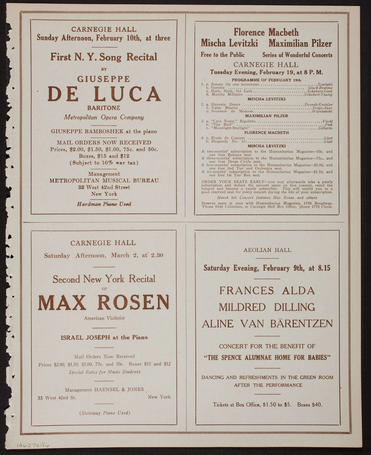 New York Philharmonic, February 7, 1918, program page 11