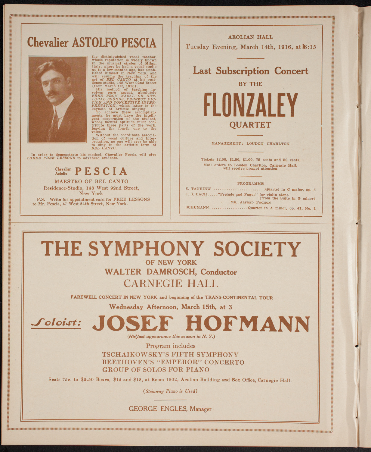New York Symphony Orchestra, March 12, 1916, program page 8