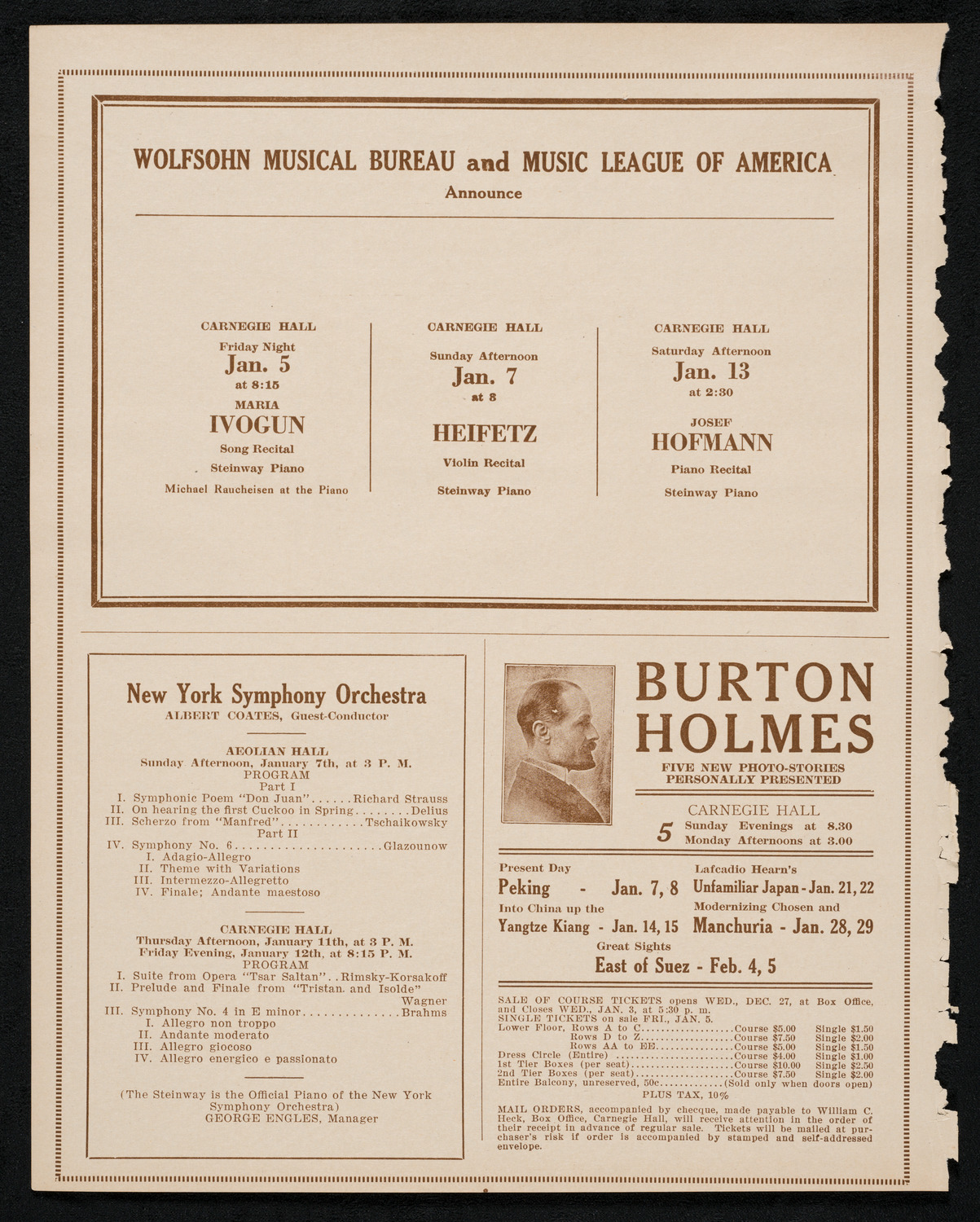 Paul Bender, Baritone, January 3, 1923, program page 8