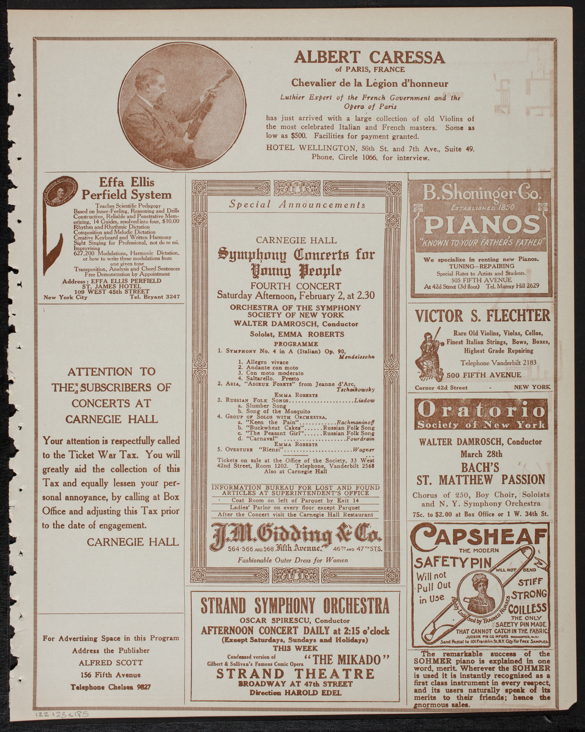 Home Symphony Concert: New York Philharmonic, January 23, 1918, program page 9