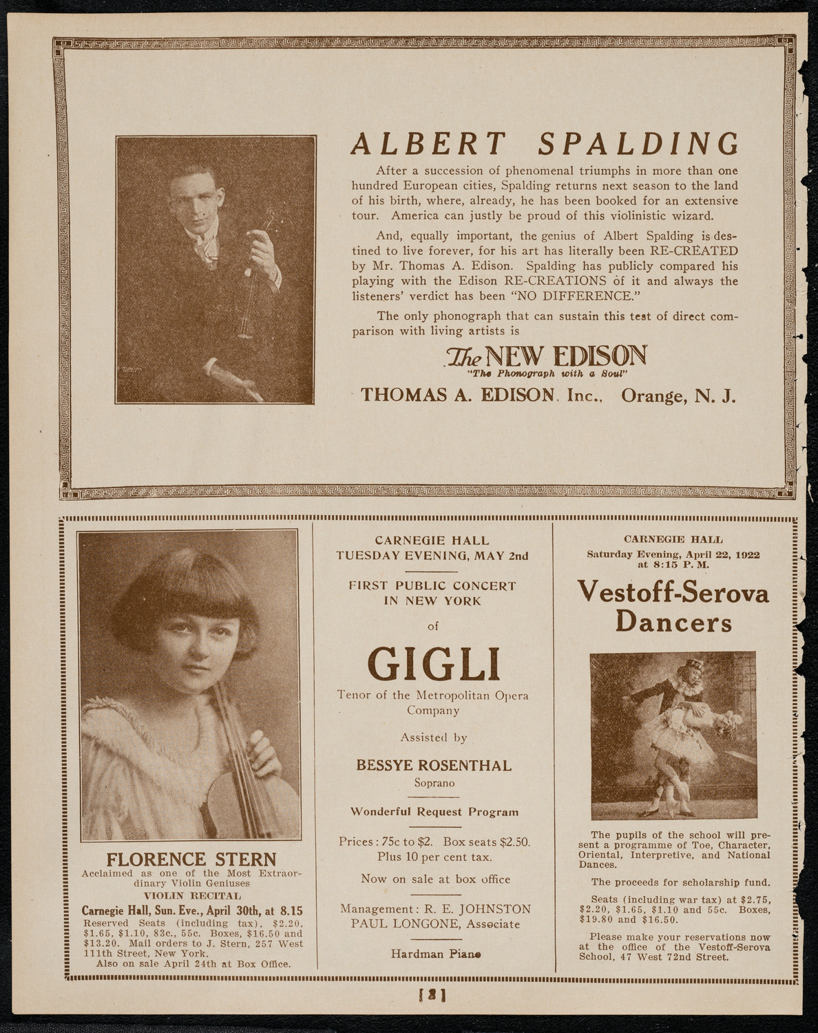 Harvard Glee Club, April 17, 1922, program page 2