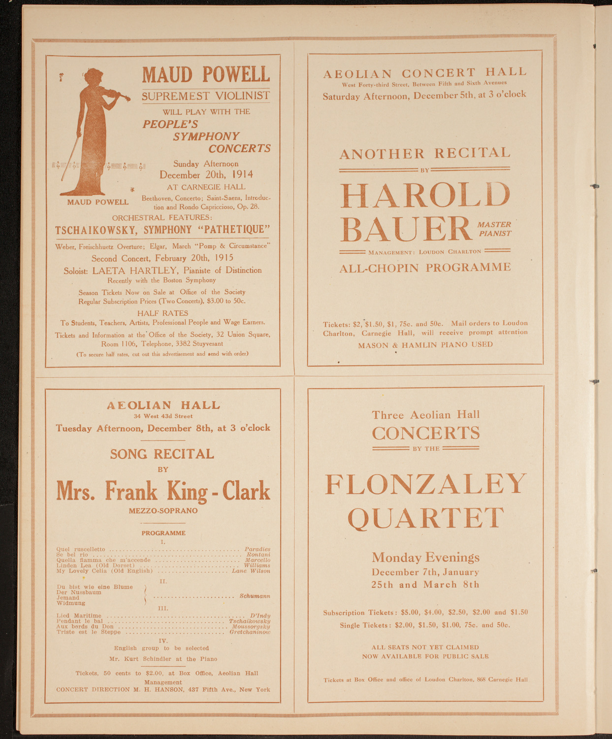 New York Philharmonic, November 29, 1914, program page 10